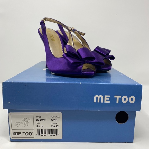 Me Too Jeanette Peep Toe Satin Heels. Purple sz 5 - Picture 9 of 9